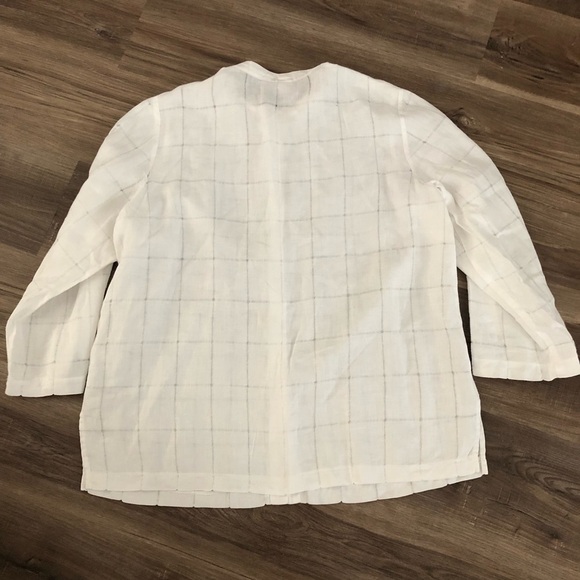 Jennifer Moore women’s white distressed plaid button down top size measures XL - Picture 5 of 8